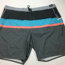 Roundtree &amp; Yorke Men&#39;s Swimwear Swim Shorts Trunks Lined Gray Blue Size... - £23.52 GBP