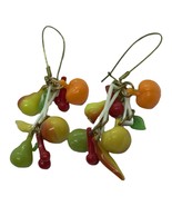 Vintage Fruit Plastic Pierced Earrings kitsch lightweight colorful cherr... - £12.39 GBP