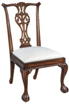 Side Chair Dining Thomas Duocone, Carved Ball &amp; Claw, Rope Trim, White Fabric - £721.17 GBP