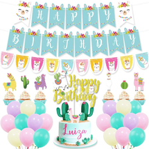 Birthday Party Supplies Cactus Party Decorations with Llama Cactus Birthday Bann - £21.59 GBP