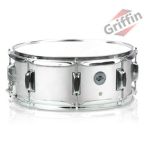 Metal Snare Drum by GRIFFIN - 14&quot; x 5.5&quot; inch Steel Chrome Shell - 8 Tuning Lugs - £57.38 GBP