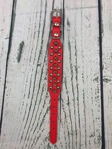 Spiked Dog Collar Red Soft Pu Leather Funny Mushrooms Rivet Spike Studded XSmall - £11.35 GBP