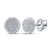 Sterling Silver Mens Round Diamond Disk Circle Earrings 1/10 Cttw - £86.86 GBP