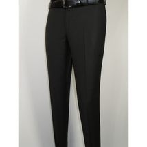 Men's MONO Turkey Slacks 100% Wool Plain Front Slim Fit 2502-01 Black image 4