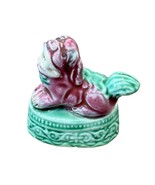 Vintage Chinese Ceramic Foo Dog Figurine Red &amp; Green Glaze Decorative Ar... - $72.00