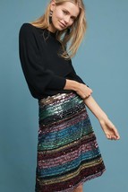 NWT ANTHROPOLOGIE SEQUINED SOIREE STRIPED SKIRT by MOULINETTE SOEURS 4, 6 - $74.99