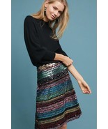 NWT ANTHROPOLOGIE SEQUINED SOIREE STRIPED SKIRT by MOULINETTE SOEURS 4, 6 - £58.63 GBP