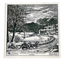 Trivet Currier and Ives American Winter Tile Black White Horse Carriage 6 In Sq - £8.83 GBP