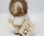 Meneluck Alaskan Hand Carved Native Eskimo Doll Wood Face Fur Clothing K... - $18.61