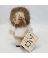 Meneluck Alaskan Hand Carved Native Eskimo Doll Wood Face Fur Clothing K... - £14.70 GBP