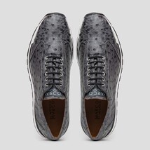 Genuine ostrich quill fashion sneaker Shoes Scanno Antique Gray image 4