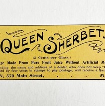 Queen Sherbet Soda Fountain Pop 1894 Advertisement Victorian Beverage ADBN1f - £15.63 GBP
