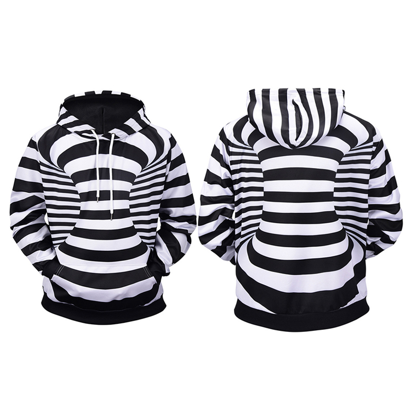 Men’s Casual Pullover Lace Up Hoodie  Zebra Stripes 3D Printed Euro Size M-3XL