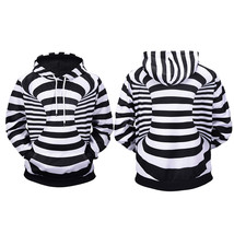 Men’s Casual Pullover Lace Up Hoodie  Zebra Stripes 3D Printed Euro Size M-3XL - £37.36 GBP