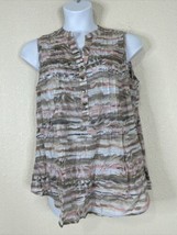 NWT Cocomo Womens Plus Size 1X Pink/Taupe Pleated V-neck Blouse Sleeveless - £22.55 GBP