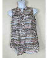 NWT Cocomo Womens Plus Size 1X Pink/Taupe Pleated V-neck Blouse Sleeveless - £22.65 GBP