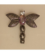 Vintage Dragonfly Amethyst Marcasite Brooch Pendant 1.75&quot; X 1.75&quot; - €47,83 EUR