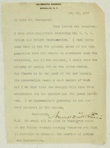 Vintage Autographed Letter Document PLYMOUTH CHURCH Brooklyn New York 1899 - £27.09 GBP