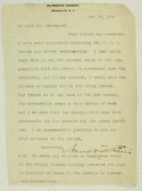 Vintage Autographed Letter Document PLYMOUTH CHURCH Brooklyn New York 1899 - $626.63 MXN