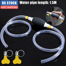 1.5M Transfer Siphon Pump Gasoline Siphone Hose Oil Water Fuel Hand Motorcycle - £16.07 GBP