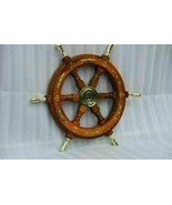 Nautical Ship Steering Wheel Pirate Décor Item Brass Handle + Anchor - £105.04 GBP
