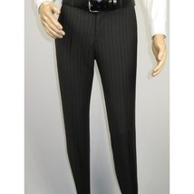 Men Suit BERLUSCONI Italian Wool 180's Pin Stripe One Button Peak UGS95-4 Black image 8