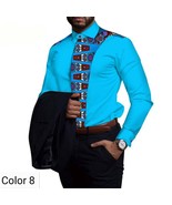 African Men Cotton clothing African ethnic wax printing Men&#39;s Shirt 11 C... - £62.69 GBP