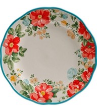 Four (4) Pioneer Woman ~ Vintage Floral Teal ~ 10.5&quot; Dinner Plate ~ Ston... - £47.05 GBP