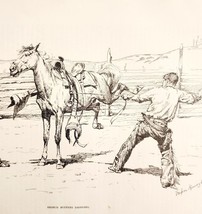 1888 Remington Broco Busters Saddling Book Print Victorian Ephemera DWNN11 - $19.99