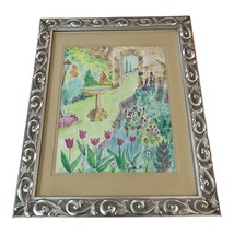 Original Watercolor Garden Scene – Signed Karyl 1998 – Framed 21x17 - $844.90 MXN