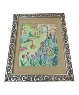 Original Watercolor Garden Scene – Signed Karyl 1998 – Framed 21x17 - $45.90
