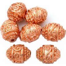 Bali Barrel Rope Copper Plated Beads 10.5mm 16 Grams 7Pcs Approx. - £5.43 GBP