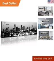 Chic Framed Black and White Wall Art - Denver Skyline Canvas Print 47.3”... - $74.99