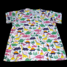 Uniform Advantage Size Large Dinosaur Dino Floral Scrub Shirt White Pink... - £15.60 GBP