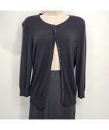 Halogen Button Cardigan Sweater Women&#39;s Size Large 3/4 Sleeves Black Sco... - £10.38 GBP