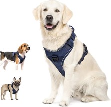 Dog Harness, No Pull Pet Harness No-Choke with 2 Metal Rings (Size:M,Blue) - £10.78 GBP