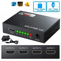 Full Hdmi-Compatible Splitter Amplifier Repeater 1080P 4K 4 Port Hub 1In... - £17.30 GBP