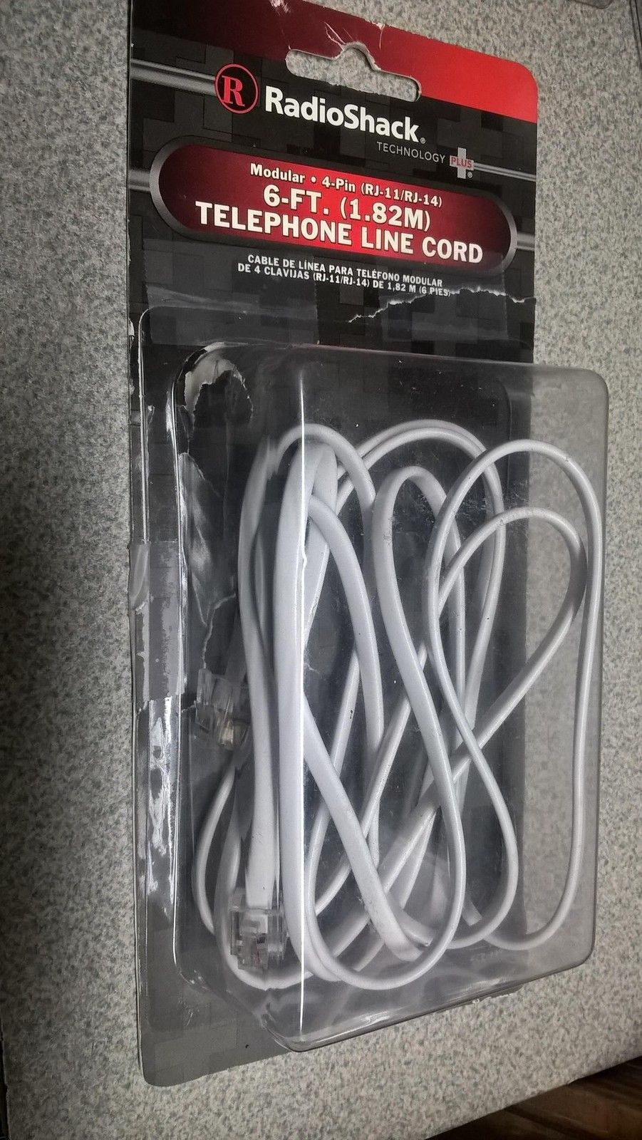 RADIO SHACK 6FT. 4 PIN (RJ-11/RJ-14) TELEPHONE LINE CORD - 279-339 - $4.84