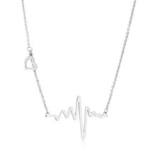 High Polish Stainless Steel Heartbeat Necklace - $440.07 MXN