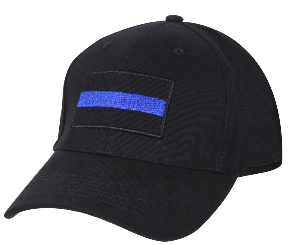 Primary image for POLICE THIN BLUE LINE BLACK EMBROIDERED MILITARY HAT CAP