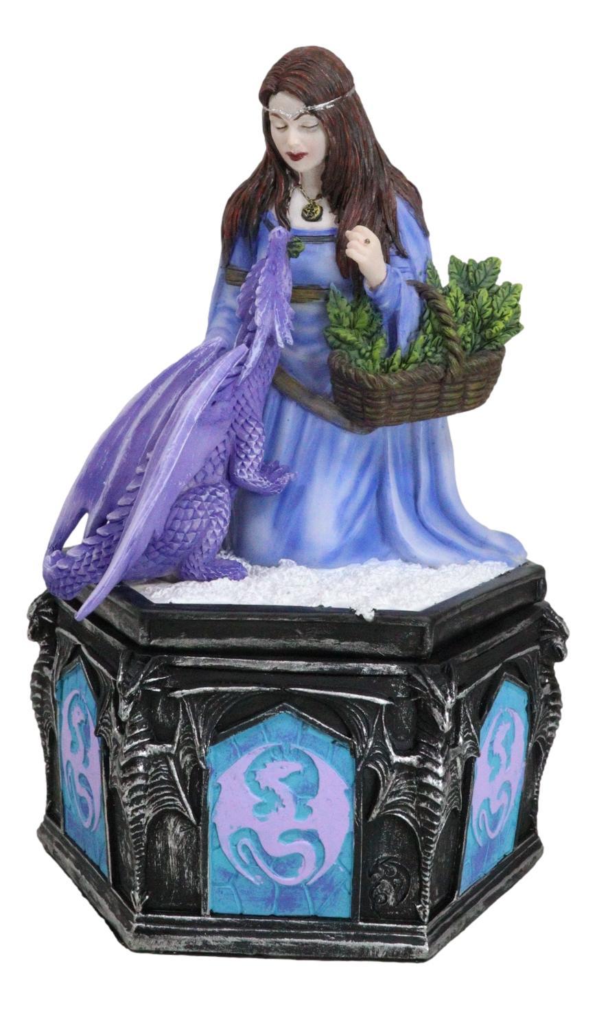 Fantasy Four Seasons Winter Friendship Fairy With Dragon Decorative Box ... - $44.99