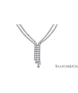 Stunning Double Row Tennis Necklace - 18K (750) White Gold Natural VVS D... - $15,077.70