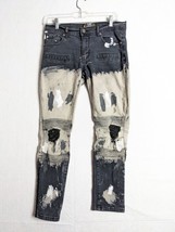 Demolition Kids Jeans Acid Wash Distressed Paint  Size 14 Cotton Blend Black - £9.92 GBP