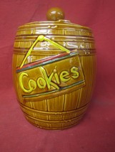 Vintage Ceramic Barrel &quot;Cookies&quot; Cookie Jar - $39.59