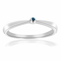 Solitaire Engagement Ring 14K White Gold Plated 0.10Ct Lab Created Blue Diamond - £58.30 GBP