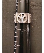 925 Sterling Silver 10 Mm Wide Peace Sign Band Ring Sz 6.75 - $42.11 CAD