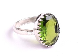 Natural Green Peridot 925 Sterling Silver Handmade Engagement Ring For Women - £53.78 GBP