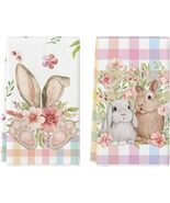 Artoid Mode Buffalo Plaid Bunny Easter Kitchen Towels Set of 2 New - $9.95