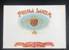 Antique Prima Lucia Cigar Box Label 9.5&quot; x 6 3/4&quot; Gold Lettering  - $10.39