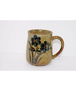 Hand Painted Coffee Mug Cup Blue Flowers 4&quot; Tall - £9.31 GBP